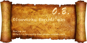 Olsovszky Benjámin névjegykártya